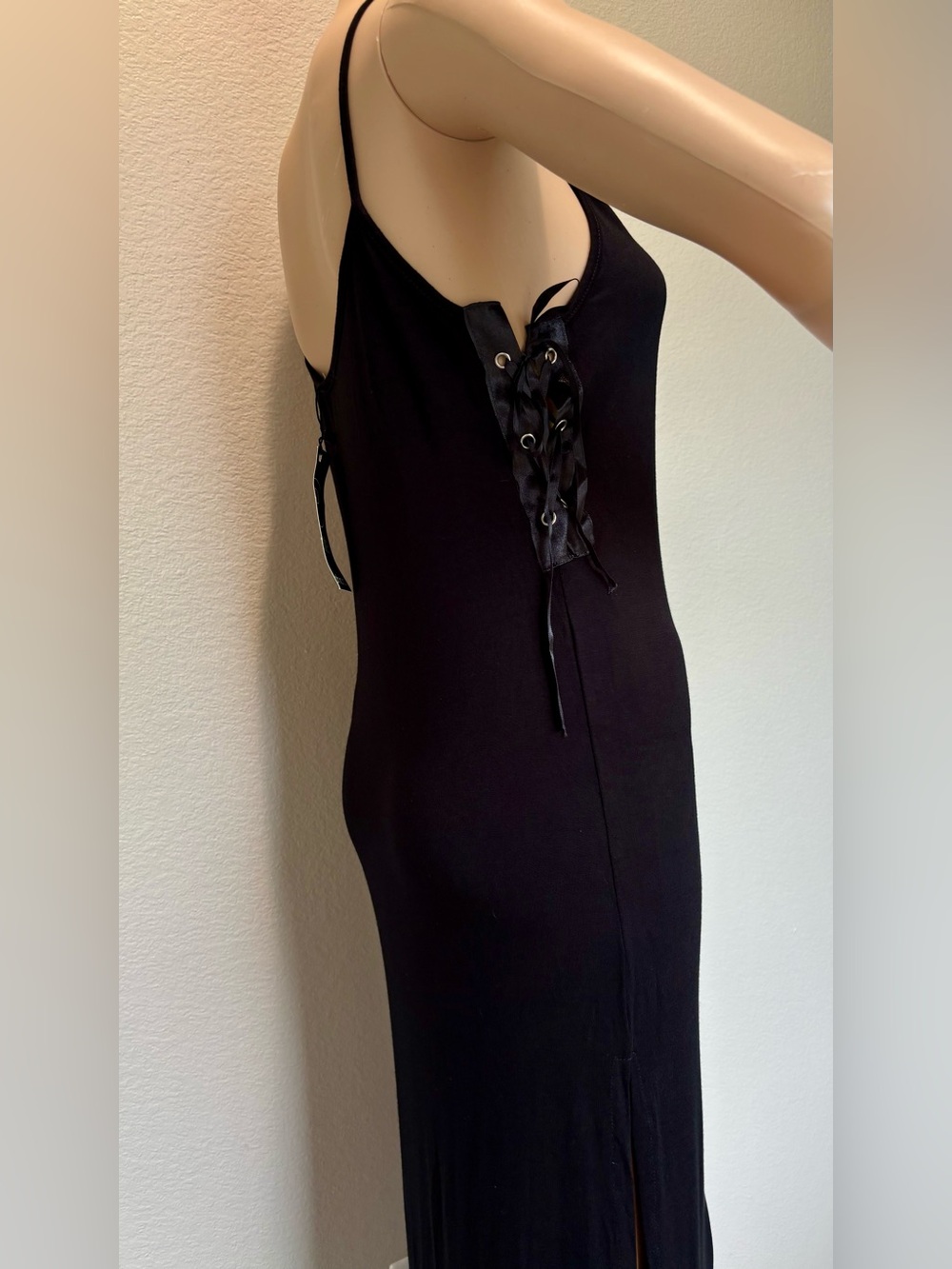Boohoo Petite Black Side-Tie Spaghetti Strap Maxi Dress NWT - Picture 8 of 15